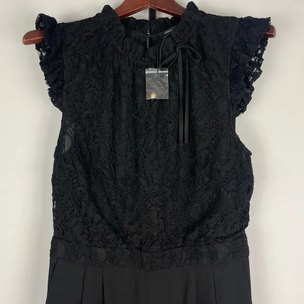 Romeo + Juliet Black Lace Sleeveless Wide Leg Jumpsuit - Picture 4 of 10